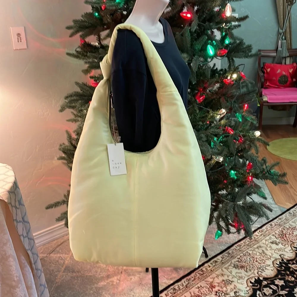 Nylon Handbag Neon Yellow NWT Hobo Stlye